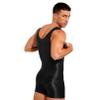 Linjinx Men's Oil Glossy Soft Elastic Shapewear Sleeveless Tights Leotard Underwear Singlet Jumpsuit Tank Unitard Black C Large view 4