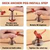JINGIHE 5 PCS Fishbone Deck Anchor Pegs, Red Deck Furniture Anchors, Deck peg with Spring Buckle, 2.9 Inch x 1.4 Inch Adjustable Anchor Deck pegs, Tent Decks Anchors for Camping Hiking Supplies view 4