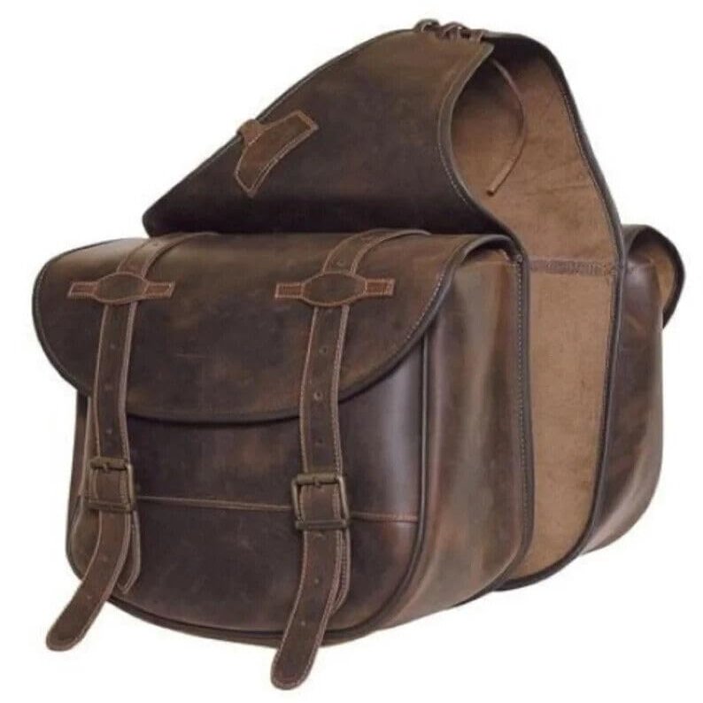Western Leather Saddle Bag with Straps & Brass/SS Buckles for Horses/Horse Saddle Bag/Saddle Bag for Horse Saddle ME-WSB-031