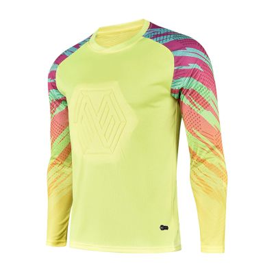 ZUYPSK Boy's Goalie Shirt Padded Protection Long Sleeve Shirt Soccer Goalkeeper Jersey Football Uniform (as1, Numeric, Numeric_12, Regular, Yellow)