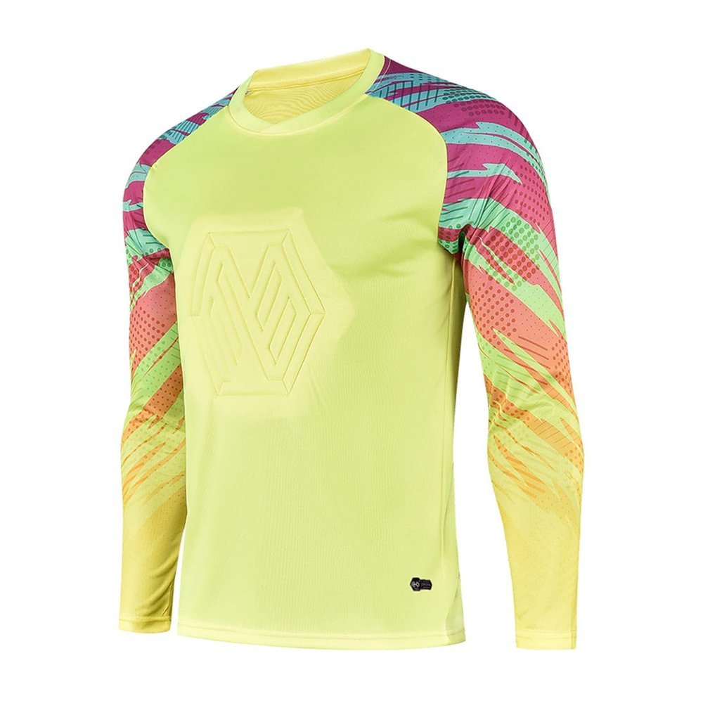 ZUYPSK Boy's Goalie Shirt Padded Protection Long Sleeve Shirt Soccer Goalkeeper Jersey Football Uniform (as1, Numeric, Numeric_12, Regular, Yellow)