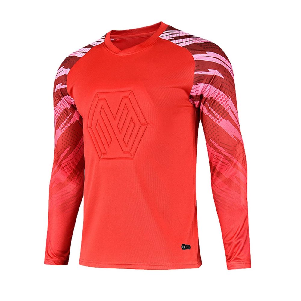 ZUYPSK Boy's Goalie Shirt Padded Protection Long Sleeve Shirt Soccer Goalkeeper Jersey Football Uniform (as1, Numeric, Numeric_11, Regular, Red)