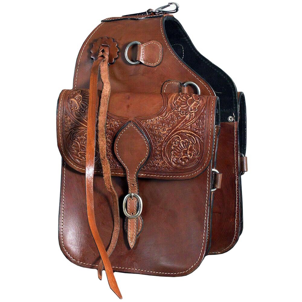 Western Leather Saddle Bag with Straps & Brass/SS Buckles for Horses/Horse Saddle Bag/Saddle Bag for Horse Saddle ME-WSB-040