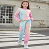 Arshiner Girls Tie Dye Set Sweatsuits with Pockets Trendy Pullover Hoodies Sweatshirt Sweatpant Basic Tracksuit for Kids view 4