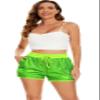 Womens Glitter Sequins Rave Shorts High Waist Casual Loose A Line Hot Short Pants Sparkly Clubwear Night-Out Shorts, Neon Green, X-Small view 3