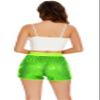 Womens Glitter Sequins Rave Shorts High Waist Casual Loose A Line Hot Short Pants Sparkly Clubwear Night-Out Shorts, Neon Green, X-Small view 4