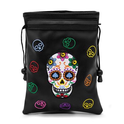 montela golf Valuables Pouch with Drawstrings Skeleton Golf Tee Pouch Leather Ball Bag for Men Women