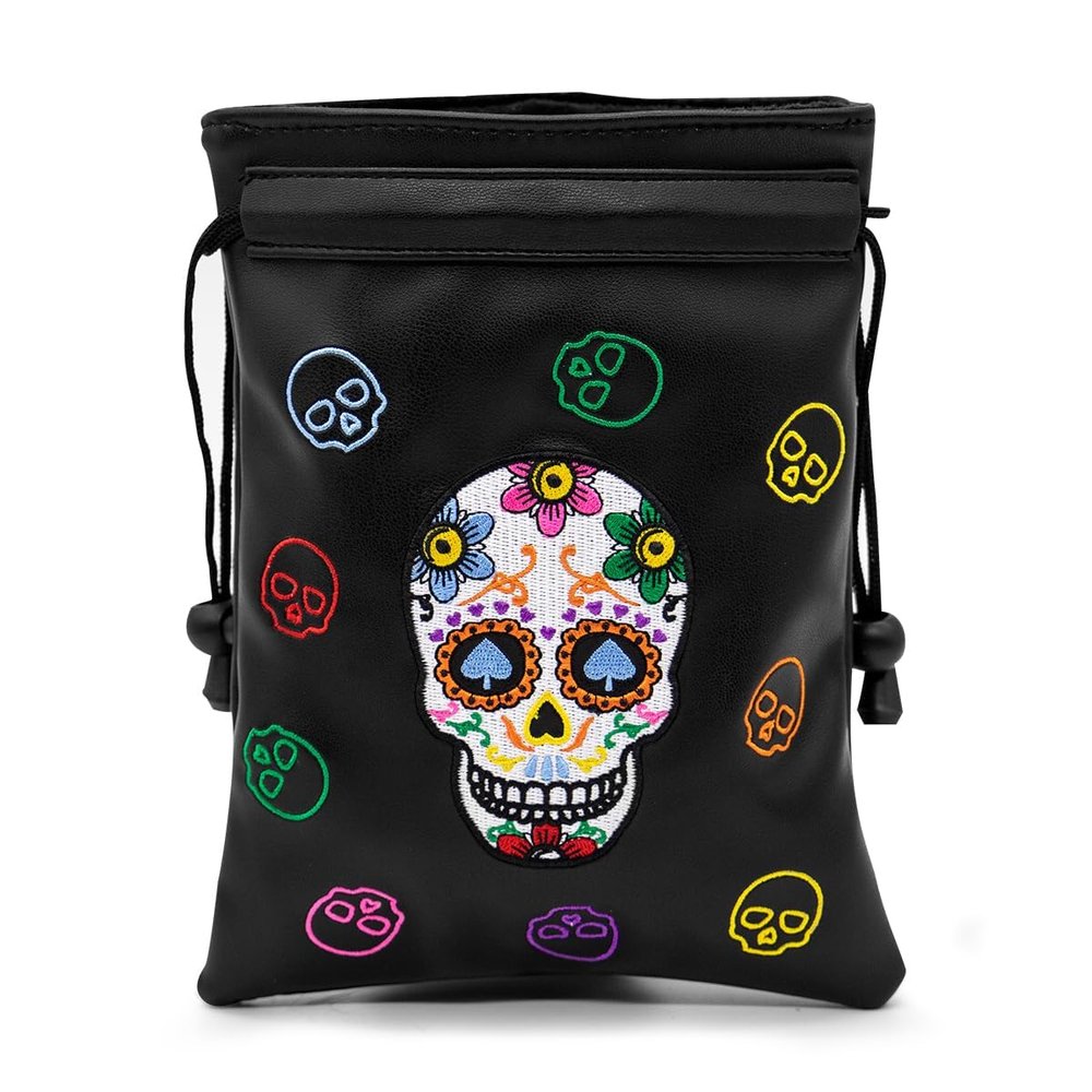 montela golf Valuables Pouch with Drawstrings Skeleton Golf Tee Pouch Leather Ball Bag for Men Women