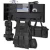 BUYYAH Wall Mounted Police Gear Rack, All Iron Frame with Gun Storage, Combination Lock, Tactical Duty Gear Rack for Home, Office, Police Gift Decor with Flag, Black view 1