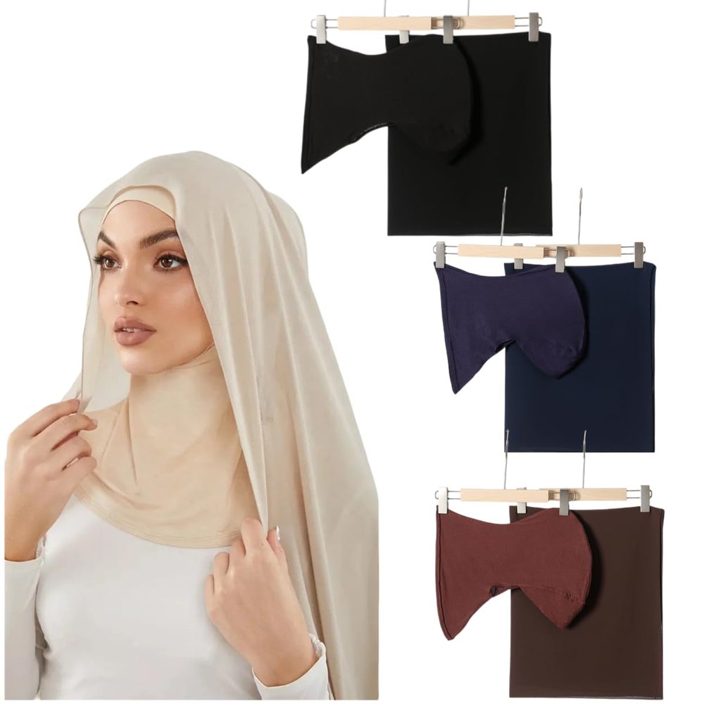 Cntqiang Muslim Chiffon Shawl Hijab with Matching Undercap Neck Full Cover Hijab Underscarf Wrap Scarves Turban