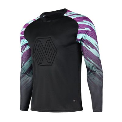 TAIKMD Boys Football Goalkeeper Jersey Padded Protection Goalie Shirt Long Sleeve Training Soccer Tops Clothes (US, Numeric, 11, Regular, Black)