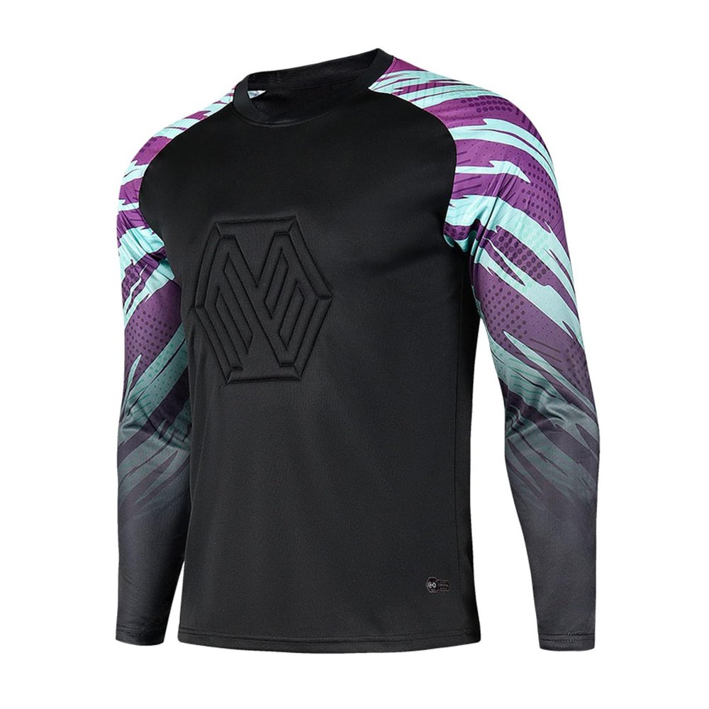 TAIKMD Boys Football Goalkeeper Jersey Padded Protection Goalie Shirt Long Sleeve Training Soccer Tops Clothes (US, Numeric, 11, Regular, Black)