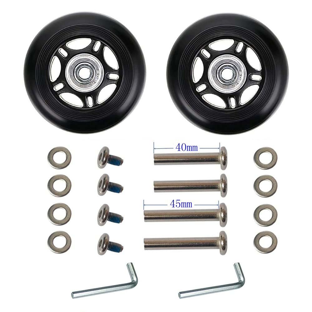 1 Pair/2pcs Luggage Suitcase Replacement Wheels 60mm/70mm/72mm/75mm/87mm/94mm/100mm, Rubber Swivel Caster Wheels 6mm Bearings Repair Kits (OD90xThk24mm/3.54x0.94in)