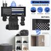 BUYYAH Wall Mounted Police Gear Rack, Tactical Duty Gear Rack with Police Flag, All Iron Frame, for Home, Office, Police Gift Decor, Black view 2