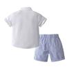 Lorilida Baby Boys Gentleman Formal Tuxedo Suit Short Sleeve Vest Shirt + Shorts + Bow Tie Sky Blue 6-7 Years view 2