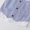 Lorilida Baby Boys Gentleman Formal Tuxedo Suit Short Sleeve Vest Shirt + Shorts + Bow Tie Sky Blue 6-7 Years view 4