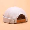YOLAI Men Women Casual Sailor Mechanic Brimless Hat Solid Color Adjustable Dome Cap Streetwear Hip Hop Hat (Beige, One Size) view 2