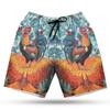 228CLOSET Rooster Men's Swim Trunks - Tropical Chicken Hawaiian Shorts for Men, Men's Summer Bathing Shorts Set 26 Size Size L view 1