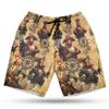 228CLOSET Pirate Chicken Men's Swim Trunks - Pirate Map Hawaiian Shorts for Men, Men's Summer Bathing Shorts Set 26 Size Size 3XL