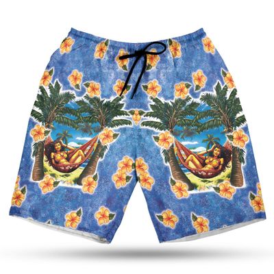 Hawaii Girl Men's Swim Trunks - Lie on Hammock Quick-Dry Hawaiian Swim Shorts for Men Series 21 Size M