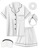 ALHAVONE Kids Girl Pajama Set with Headband Blindfold Hair Tie Toddler Boy Girl Satin Silky Button-up Pajama Sleepwear (White-short, 120) view 1