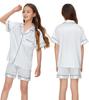 ALHAVONE Kids Girl Pajama Set with Headband Blindfold Hair Tie Toddler Boy Girl Satin Silky Button-up Pajama Sleepwear (White-short, 120) view 2