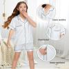 ALHAVONE Kids Girl Pajama Set with Headband Blindfold Hair Tie Toddler Boy Girl Satin Silky Button-up Pajama Sleepwear (White-short, 160) view 3