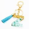 TTYY Alphabet Initial Letter Keychain for Women gift To Little Girls Tassel Butterfly Pendant Key Ring for Backpack (cyan crystal LetterZ) view 2