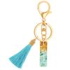 TTYY Alphabet Initial Letter Keychain for Women gift To Little Girls Tassel Butterfly Pendant Key Ring for Backpack (cyan crystal Letter I) view 1