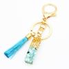 TTYY Alphabet Initial Letter Keychain for Women gift To Little Girls Tassel Butterfly Pendant Key Ring for Backpack (cyan crystal Letter I) view 2