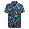 80s 90s Flamingo Hawaiian Shirt for Men Loose-Fit Short Sleeve Button Down Shirt Casual Beach Clothing Beach Shirts Funny Party Outfits view 1