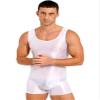 Oyolan Men's Spandex Zipper Front Bodysuit Workout Dance Biketard Unitard Wrestling Singlet Jumpsuit Sleeveless White Large view 2