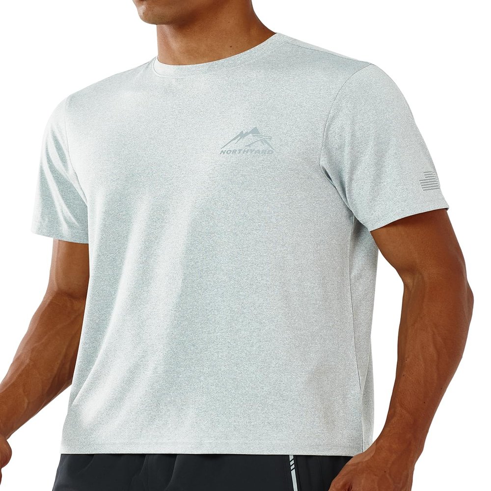 NORTHYARD Men's UPF 50+ Sun Protection Shirts Swim SPF UV Quick Dry Short Sleeve T-Shirts for Athletic Fishing Rash Guard Grey Heather S