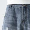 Maiyifu-GJ Men's Baggy Straight Jean Shorts Ripped Distressed Cotton Denim Shorts Knee Length Casual Short Pants with Pockets (Blue4,36) view 2
