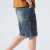 Maiyifu-GJ Men's Baggy Straight Jean Shorts Ripped Distressed Cotton Denim Shorts Knee Length Casual Short Pants with Pockets (Blue5,30) view 2