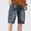 Maiyifu-GJ Men's Baggy Straight Jean Shorts Ripped Distressed Cotton Denim Shorts Knee Length Casual Short Pants with Pockets (Blue5,30) view 3