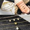 17IF 4 PCS Gold Ankle Bracelets For Women, Pearl Diamond Heart Layering Snake Ankle Bracelets Minimalist Summer Beach Foot Chain Cuban Ankle Jewelry Gift view 4