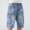 Maiyifu-GJ Men's Baggy Straight Jean Shorts Ripped Distressed Cotton Denim Shorts Knee Length Casual Short Pants with Pockets (Blue1,34) view 3