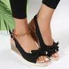 Espadrille Wedge Sandal Women Dressy Platform Sandals Cute Comfortable Walking Beach Sandals for Women Summer Open Toe Low Wedge Heel Ankle Buckle Shoes Orthotic Sandals for Women (011-Black, 9) view 2