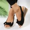 Espadrille Wedge Sandal Women Dressy Platform Sandals Cute Comfortable Walking Beach Sandals for Women Summer Open Toe Low Wedge Heel Ankle Buckle Shoes Orthotic Sandals for Women (011-Black, 9) view 4