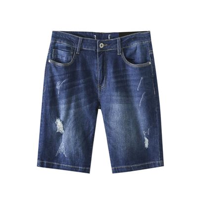 Men's Ripped Scratch Jean Shortsdistressed Straight Denim Shorts Blue Casual Vintage Short Pants with Pockets (Blue,33)