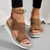 Espadrille Wedge Sandal Women Dressy Platform Sandals Cute Comfortable Walking Beach Sandals for Women Summer Open Toe Low Wedge Heel Ankle Buckle Shoes Orthotic Sandals for Women (05-Brown, 7) view 2
