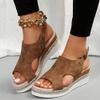 Espadrille Wedge Sandal Women Dressy Platform Sandals Cute Comfortable Walking Beach Sandals for Women Summer Open Toe Low Wedge Heel Ankle Buckle Shoes Orthotic Sandals for Women (05-Brown, 7) view 3