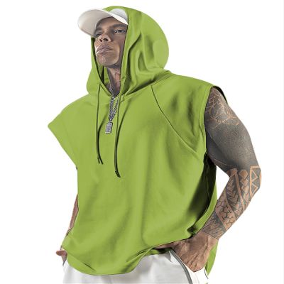Aixdir Sleeveless Shirts for Men Rock Tank Tops Gym Fitness Sleeveless Hoodie Green