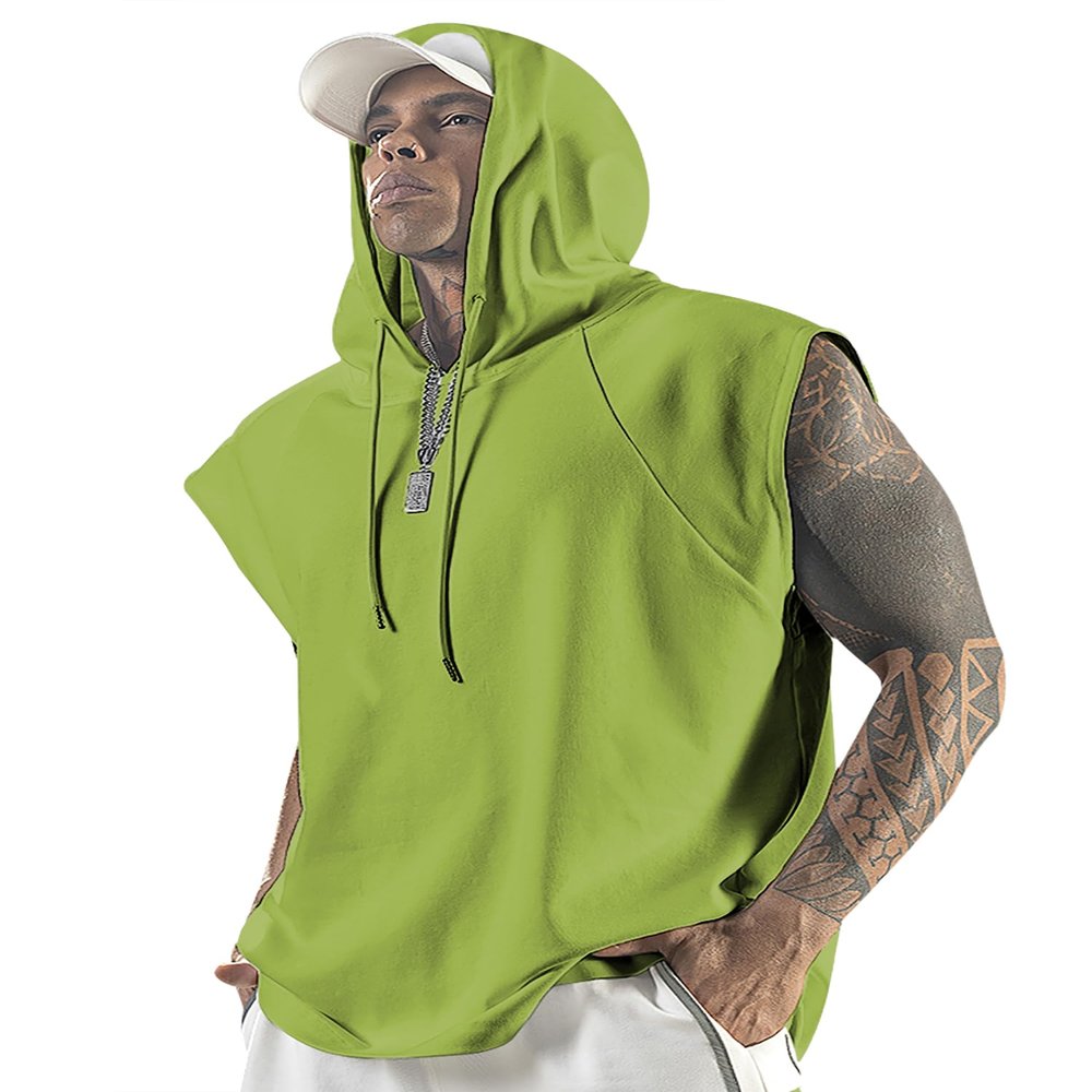 Aixdir Sleeveless Shirts for Men Rock Tank Tops Gym Fitness Sleeveless Hoodie Green