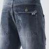 Maiyifu-GJ Men's Baggy Straight Jean Shorts Ripped Distressed Cotton Denim Shorts Knee Length Casual Short Pants with Pockets (Blue2,29) view 3