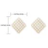 YOQUCOL Diamond-shaped Simulated Pearl Golden Big Clip On Stud Earrings Non Pierced Ear Earrings for Women view 2