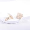 YOQUCOL Diamond-shaped Simulated Pearl Golden Big Clip On Stud Earrings Non Pierced Ear Earrings for Women view 4