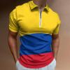 Colombian Flag Polo Shirts for Men Zip Up Short Sleeve Golf Shirt Casual Collared T Shirt S view 2