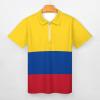 Colombian Flag Polo Shirts for Men Zip Up Short Sleeve Golf Shirt Casual Collared T Shirt S view 3